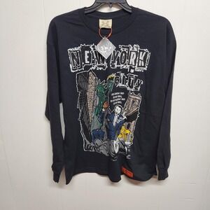 Brand X Shirt Mens XL Black New York City Graphic Long Sleeve Toxins Streetwear